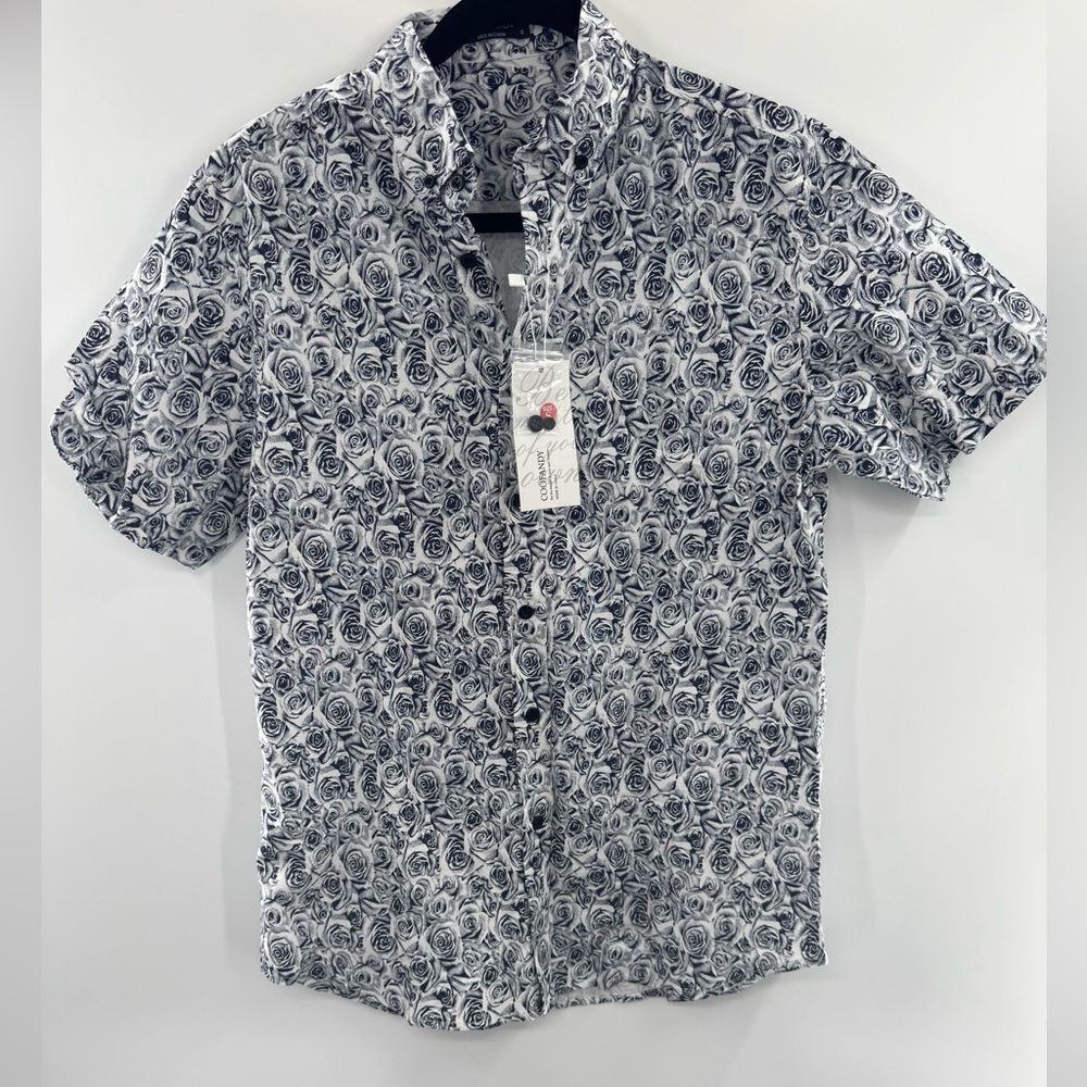 3For$20 Coofandy Blue/White Floral Button Down Shirt size small NWT